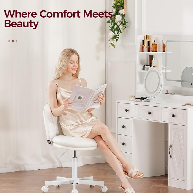 GTPLAYER Small Ergonomic Tall Office Chair, Computer Desk Chair with Wheels Versatile Height Use: Office to Bar Stools (or Standing Desk), Vanity Chair with Back PU Leather Shell Design for Gift