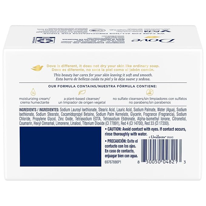 Dove Soap, Pink Beauty Bar 2-Pack – 3-in-1 Moisturizing Face, Body & Hand Soap, 3.17 Oz Ea