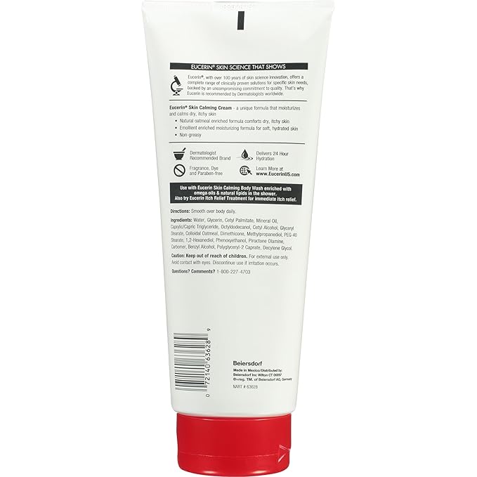Eucerin Skin Calming Cream - Full Body Lotion for Dry, Itchy Skin, Natural Oatmeal Enriched - 14 oz. Tube