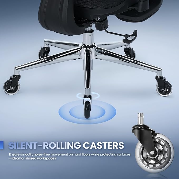 Ergonomic Office Chair with Footrest, Mesh Home Office Computer Chair with Adjustable Headrest and 3D Arms, Backrest Height, Tilt Lock and Lumbar Support, 300LBS