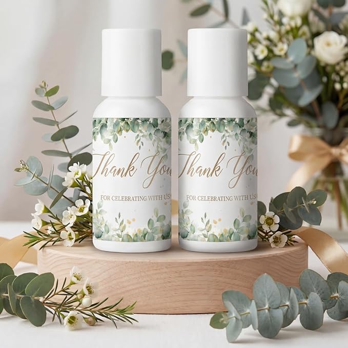 24 Pcs Sage Green Wedding Decor Travel Size Mini Sunscreen Bulk Spf 30+ Thank You Gifts Wedding Favors for Guest Eucalyptus Floral Small Sunscreen for Bridal Shower Souvenirs, 1 Fl. oz