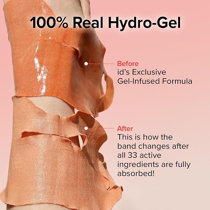 idplacosmetics Face Fit Minus Band V3 (4 Sheets) — Hydrogel Jawline Mask Band for a Contoured, Lifted-Looking V-Line, Collagen, Elastin & Multi-Peptide Complex + Multi-Weight Hyaluronic Acid