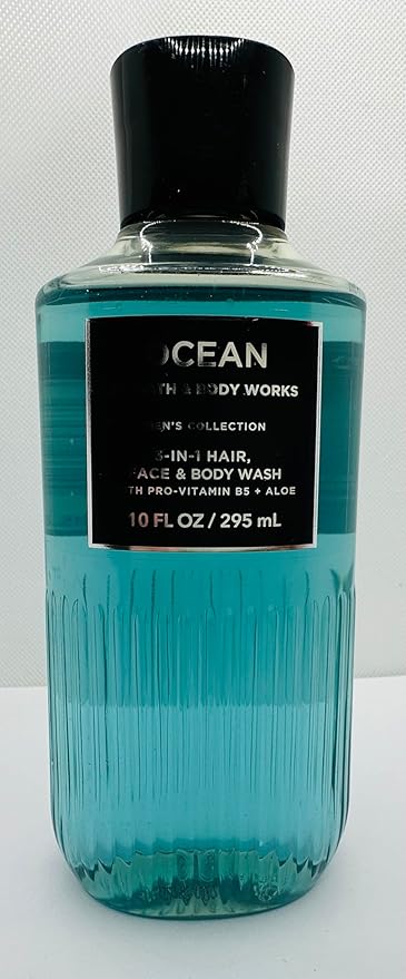 Bath & Body Works Men's Ocean 5 Piece Gift Set: Body Cream, 3-in-1 Hair, Face & Body Wash, Deoderant Spray, Bar Soap with Gift Bag