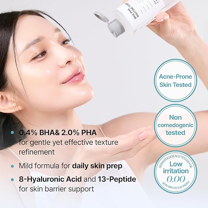 MEDITHERAPY BHA PHA Routine Toner – Gentle Daily Exfoliating with 2% PHA & 0.49% BHA, Hydrating Water Toner for Smooth Texture, Clear Pores & Better Absorption, Fragrance-Free