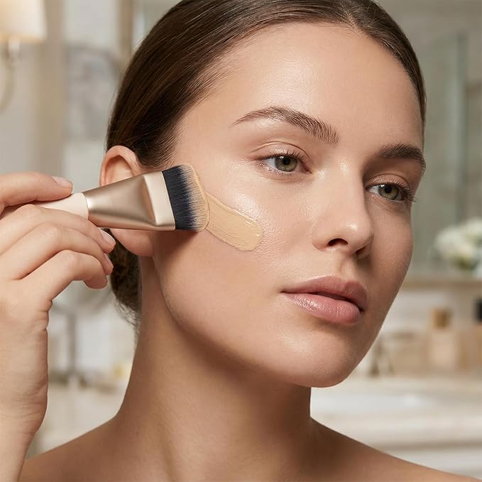 Flat Foundation Brush, 5.5" Spatula Foundation Brush with Spatula, Ultra-Thin Foundations Makeup Brushes, High-End Korean Make Up Brushes for Blending, Cream Foundations Masks