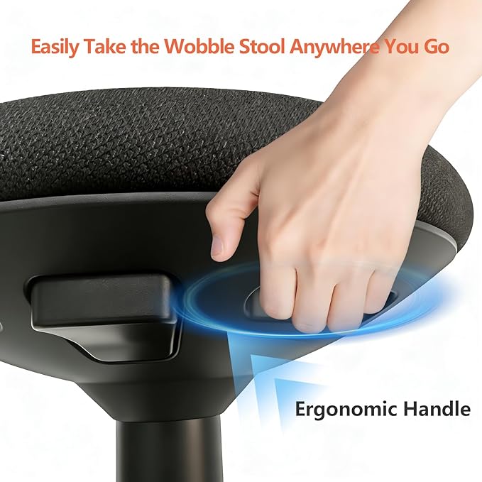 Standing Desk Balance Wobble Stools, Height Adjustable 22-32 Inch for Office and Classroom, Anti-Fatigue Standing Chairs, Ergonomic Stools with Anti-Slip Round Bottom, Black