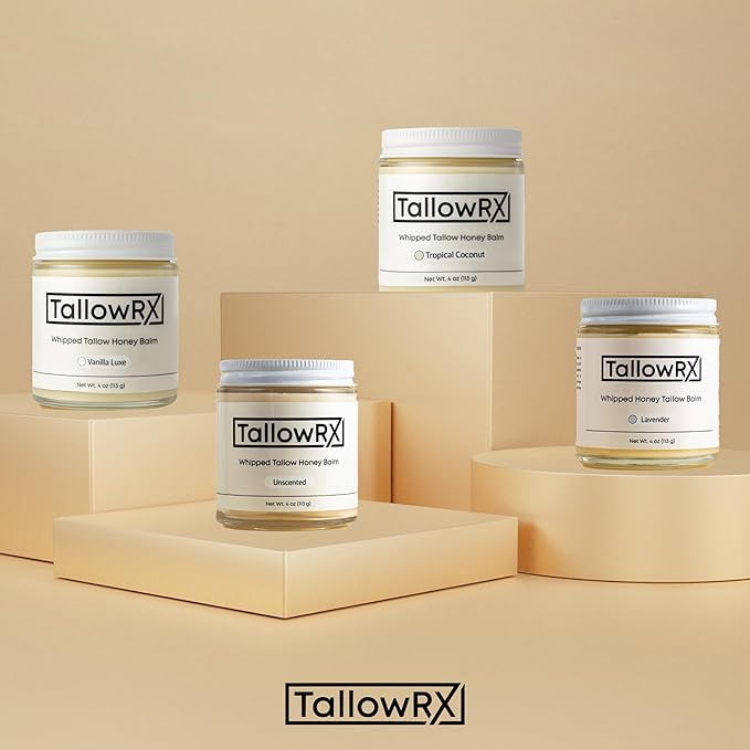 100% Grass-Fed Beef Tallow for Skin – Whipped Tallow Honey Balm, Pure & Organic Moisturizer for Face & Body with Manuka Honey, Jojoba & Calendula – Deep Hydration & Soothing (4 oz, Unscented)