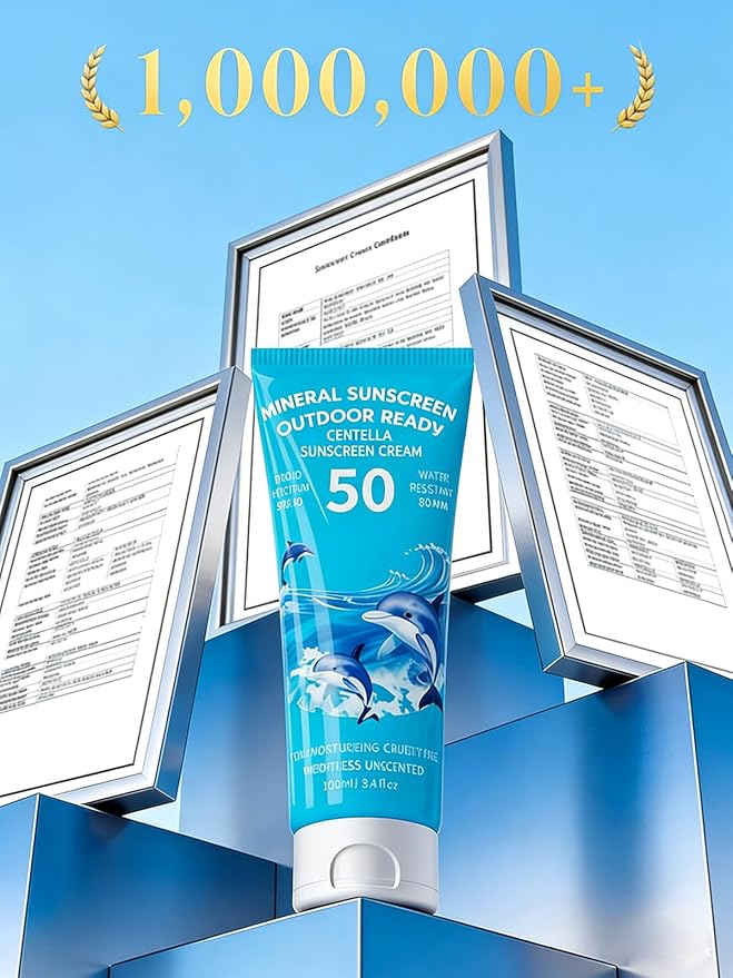 Reef Safe Sunscreen SPF 50, Travel Size Zinc Oxide Mineral Sunscreen, Natural Organic Centella Extract, Lightweight No White Cast, Non-Greasy, For Women & Men, Outdoor Beach Home Office Daily Use
