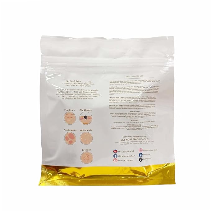SY GLOW 24K Gold Rejuv 4-Step Facial Kit + SPF 45 Sunscreen with Niacinamide & Ceramides – Complete Skincare Bundle