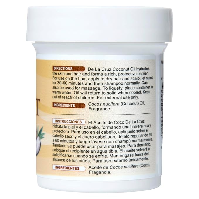 De La Cruz Coconut Oil - Expeller Pressed Coconut Oil for Skin and Hair - Natural Moisturizer for Skin and Hair - 2.2oz (2 Jars)