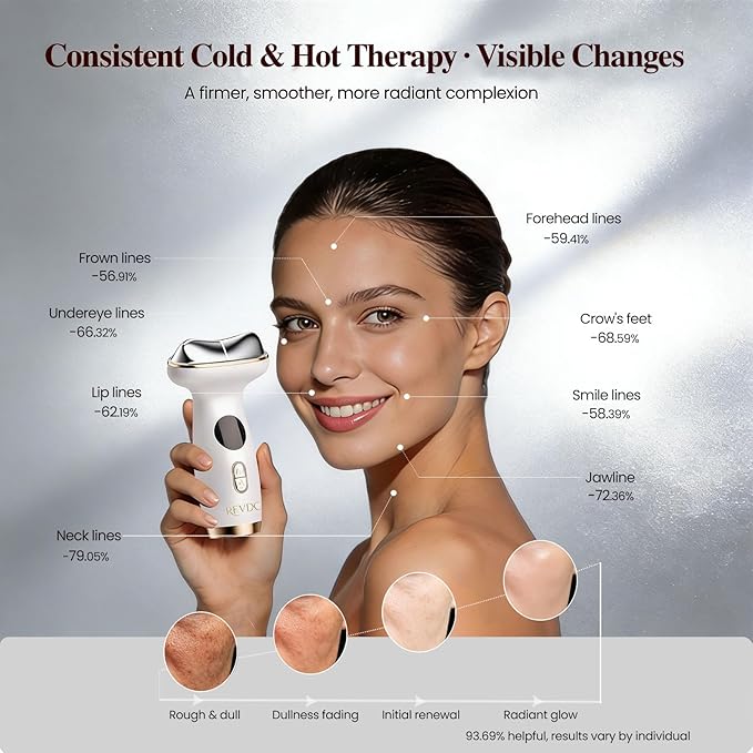 Cold Heat Facial Massager,7 Color Red Light Therapy Face Neck Lift Sculpt Device,Hot Electric Gua Sha Tool & Cooling Depuffing Wand,for Skin Care,Contouring,Firming