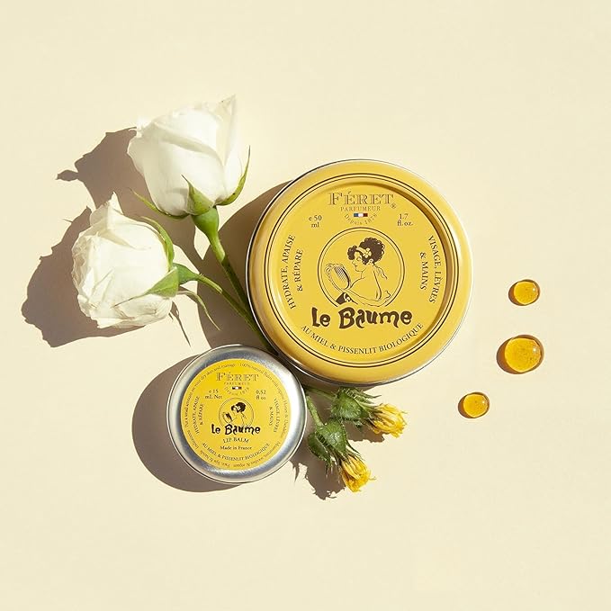 Feret Parfumeur Le Baume Multi Purpose Balm – Rose Poudré - Deeply Hydrating Moisturizer for Dry Cracked Skin, Lips & Cuticles - Natural Lip Balm with Shea Butter & Honey -Pack 2-15ml/.52 Ounce