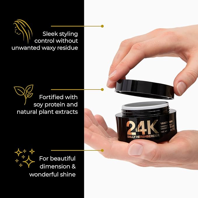 SALLY HERSHBERGER 24K Vanity Hair Shaping Balm - Smoothing, Buildup-Free Texturizing Balm For Sleek Shine - Infused With Soy Protein For A Soft and Flexible Hold - Paraben and Sulfate Free - 1.7 oz