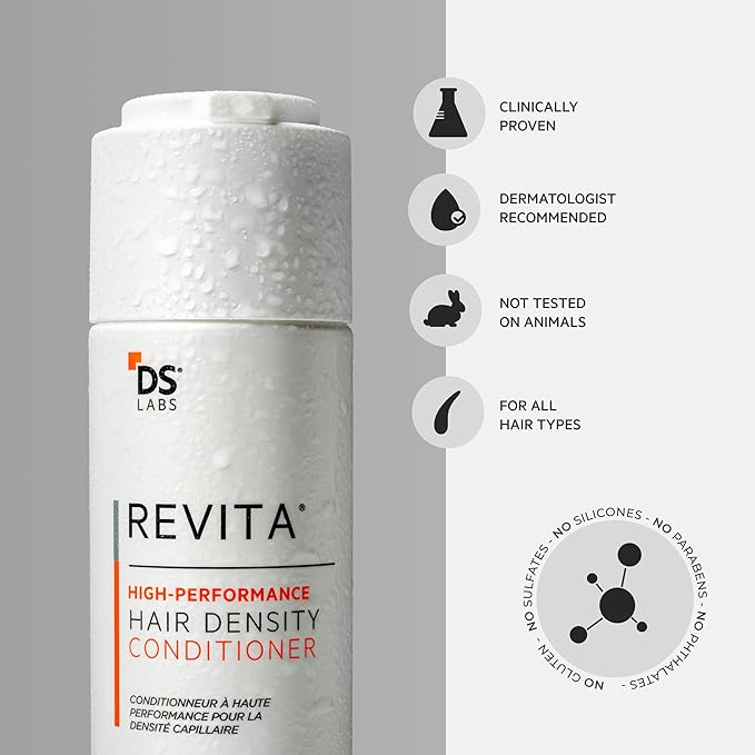 DS Labs For Men & Women Revita Conditioner - Scalp Refreshing Hydration for Fuller Looking, Weightless Hydration, Caffeine, Turmeric, Sulfate & Silicone Free, Color Safe, 205 mL | High-Performance, Strengthening, Thickening, Volumizing, Fuller