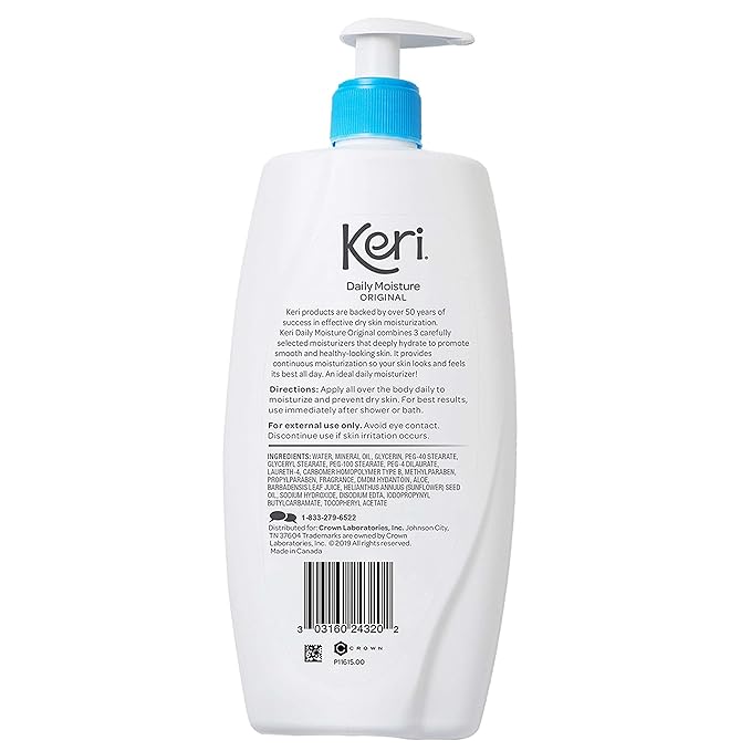 Keri Whole Body Therapy Original, Continuous Moisturization, 3 Essential Moisturizers (Vitamin E, Aloe and Sunflower Seed Oil), 20 Oz (Pack of 2)