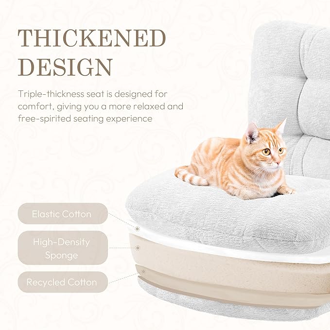 Dowinx Criss Cross Chair with Wheels, Dual-Layer Thickened Cushion, Premium Fabric Morden Home Vanity Chair Wide Seat, Cream White
