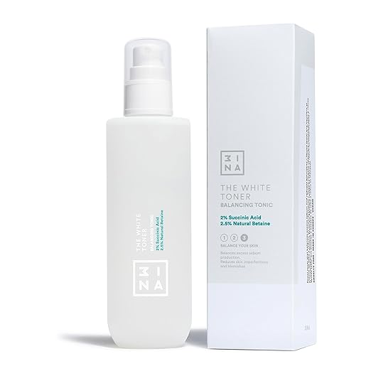 3ina Makeup - The White Toner - Face Toner with 2% Succinic Acid + 2.5% Natural Betaine - Facial Toner Reduces Oily Sebum & Acne - Face Toner - Vegan - Cruelty Free