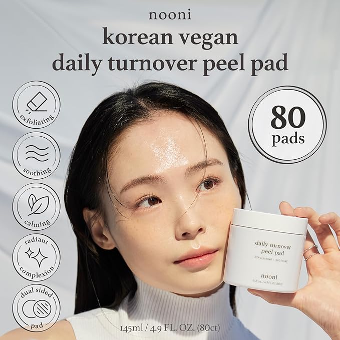 NOONI Facial Toner Pads - Glycolic Acid Pads 80 EA + Facial Cleanser - Snow Aqua 0 LHA Toning Cleansing Oil, 6.76 Fl Oz (200 ml) Bundle