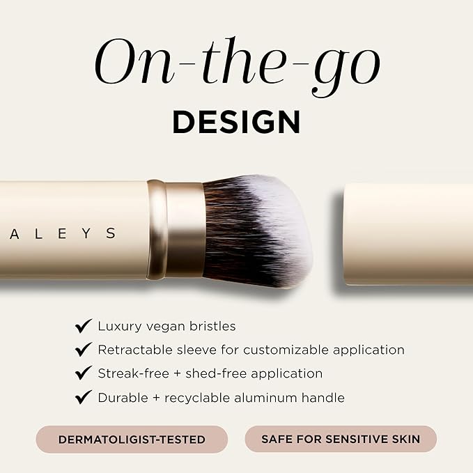 HALEYS Beauty Retractable Face Makeup Brush, Make Up Brush for Powder, Foundation, Bronzer & Blush, Mess-Free Design with Streak Free Airbrushed Finish, On the Go & Travel Friendly, Gifts for Women