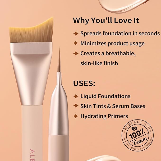 Untra-thin Flat Foundation Brush, Foundation Brush for Liquid Makeup Synthetic Bristles Base Makeup Brush for Seamless Application, Vegan & Cruelty-free P06