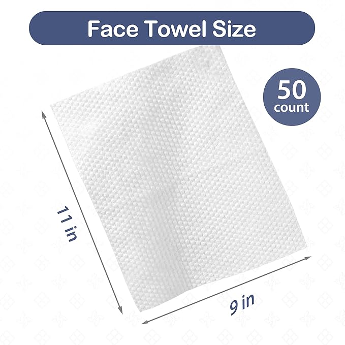 Ourmed Life Face Towels, 11"×9" Disposable Face Towel – Ultra-Soft, Thickened Facial Towelettes, Lint-Free Dry Wipes for Sensitive Skin, Ideal for Makeup Removal & Skincare (50 Count, 2 Pack)