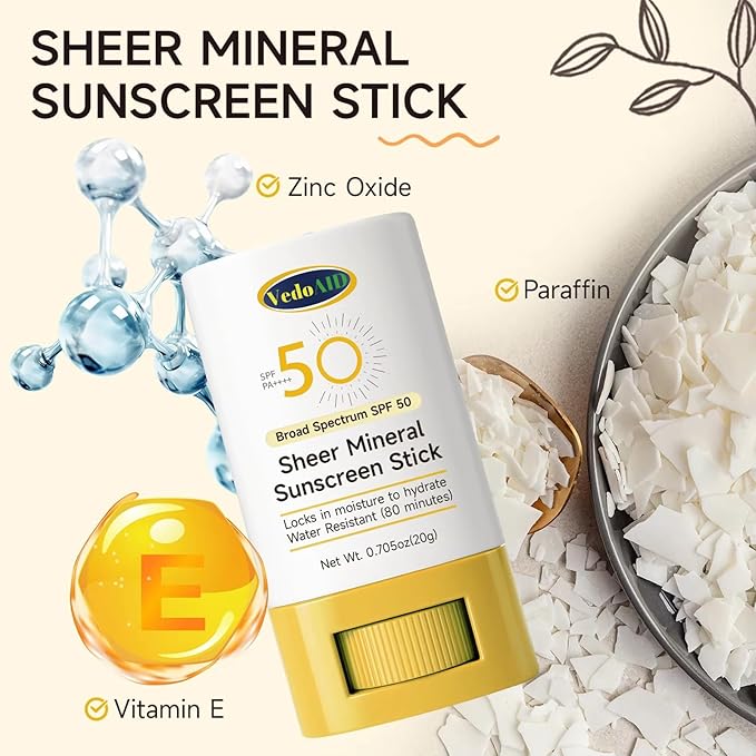 Sheer Mineral Sunscreen Stick, SPF 50 Broad Spectrum, Water Resistant, Hydrating with Vitamin E, Zinc Oxide, 0.705 oz (3pc (Sheer Mineral))