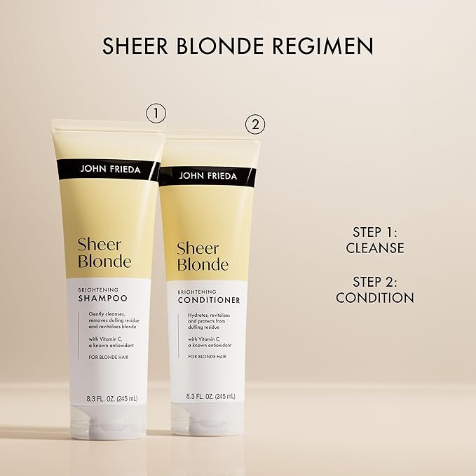 John Frieda Sheer Blonde Brightening Conditioner, Blonde Conditioner, 8.3 Fl Oz, Pack of 2