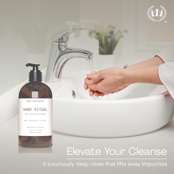 Muse Apothecary Hand Ritual - Aromatic and Nourishing Hand Soap, Infused with Natural Aromatherapy Essential Oils - USDA Certified Biobased - 16 oz, Fleur du Lavender, 3 Pack