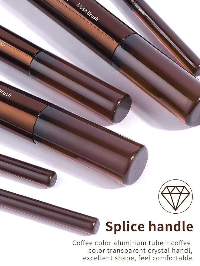 MAANGE 13 PCS Makeup Brushes Professional Make Up Brushes Premium Synthetic Powder Concealers Brushes Travel Makeup Brush Set with Case (Brown)