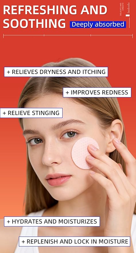 Facial Peeling Toner Pad for After-Sun Repair, Blackhead & Makeup Removal, Firming with Red Succinic Acid Panthenol - Exfoliating & Cleansing Pads Anti-Wrinkle Korean Skincare Moisturizing, 70 Pads