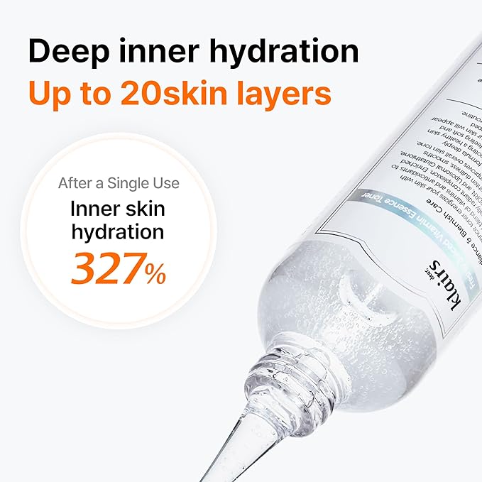 DearKlairs Freshly Juiced Vitamin C Toner with Vegan PDRN and Niacinamide, 6-Layer Dark Spot Care, Non-Sticky Fragrance Free Essence Toner for Sensitive Skin, 6.08 Fl Oz
