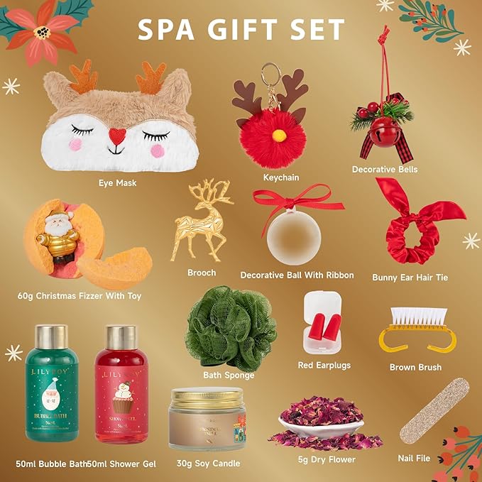 Valentines Day Gifts Spa Gifts Set for Women Mom Girls - Luxury Gift Box with Brooch and Cute Sleeping Mask, Bath and Body Spa Gift Set for Women｜Bath Gift Idea for Female Friends Christmas Gifts