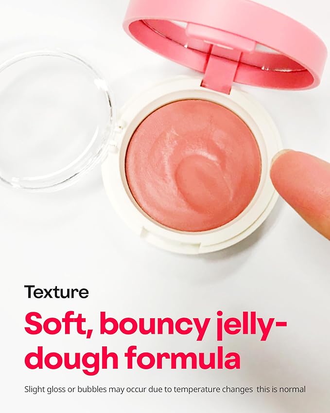 HOLIKA HOLIKA Jelly Dough Blusher 01 Peach Jelly - Korean Makeup Face Cheek Color, Long-Lasting Gel to Powder Formula, Smooth Matte Finish, Lightweight Non-Clumping Blush, 0.15oz.