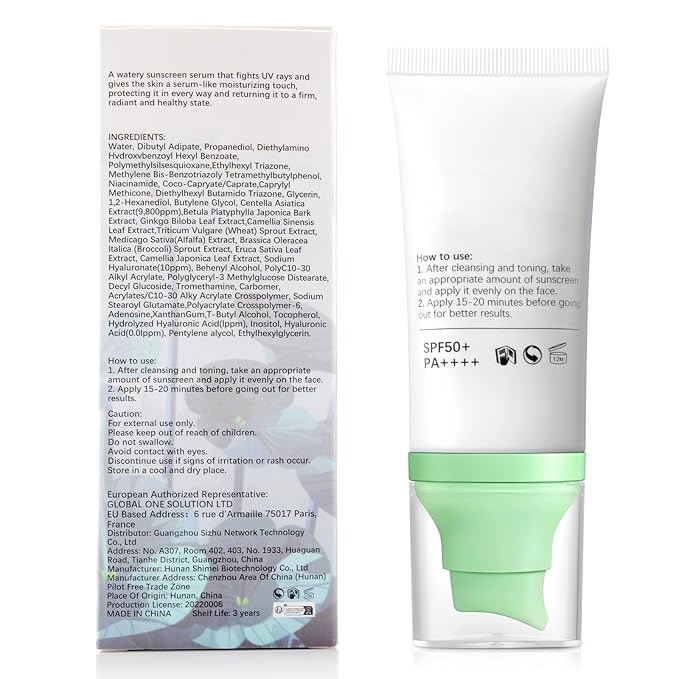 Centella Sunscreen SPF 50, Sunscreen for Face, Water Resistant Strong UV Protection No White Cast, Centella Madagascar Face Suntan Lotion Oil Free Korean Skincare(Green 1)