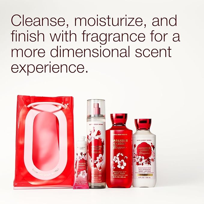Bath & Body Works Japanese Cherry Blossom Gift Set with Body Wash, Fine Fragrance Mist, Lotion, & Hand Cream – Personal Care Collection for Gifting or Individual Use, Iconic Floral Scent - 1 Pack