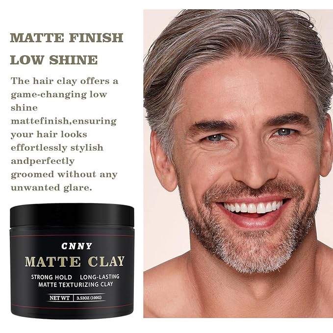CNNY Men's Hair Styling Clay 3.53 oz, Firm Hold, Matte Finish, Hair Clay with Natural Ingredients, Add Volume & Texture, Premium Men’s Hair Type