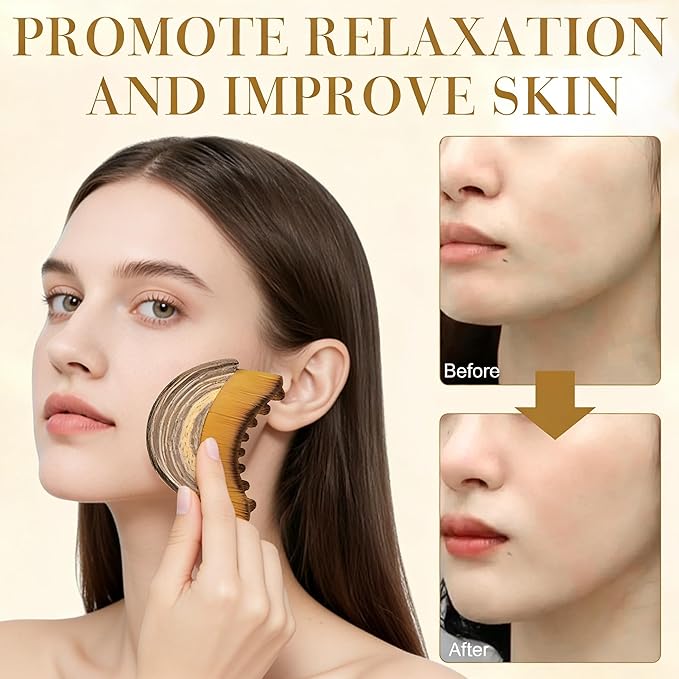 2 PCS Lymphatic Contour Face Brush, Ultra-Soft Facial Dry Brush for Lymphatic Drainage & Jawline Sculpting, Gentle Face Massager Tool for Puffiness Reduction, Skin & Glowing Complexion