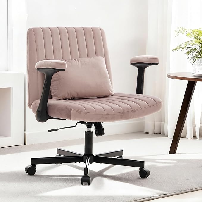 Ergonomic Cross Legged Chair with Wheels,360° Swivel Meditation Chair,ADHD Chair, Criss Cross Desk Chair with Lumbar Support and Adjustable Stool, (Wide seat Cushion, Light Pink)