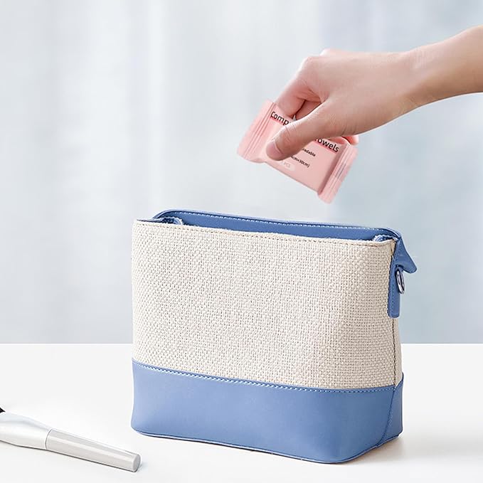 Compressed Towel 30 Pcs Disposable Compressed Face Towel Portable Cotton Coin Tissue Camping Towel for Travel/Home/Outdoor Activities