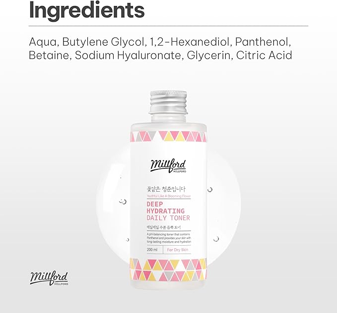 Deep Hydrating Daily Toner 6.76 fl oz (200 ml) - pH-Balancing, Alcohol-Free & Fragrance-Free Toner with Panthenol (Vitamin B5) & Betaine to Strengthen Moisture Barrier, Korean Skincare