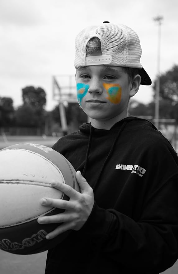 SHINER STICKS™ Dual-colored Applicator Athletic Sunscreen Sticks, 9 Colors, SPF30 UVA & UVB Protection, Water-Resistant, Moisturizer, Glare Reduction, Easy application & removal (Blue and Gold)
