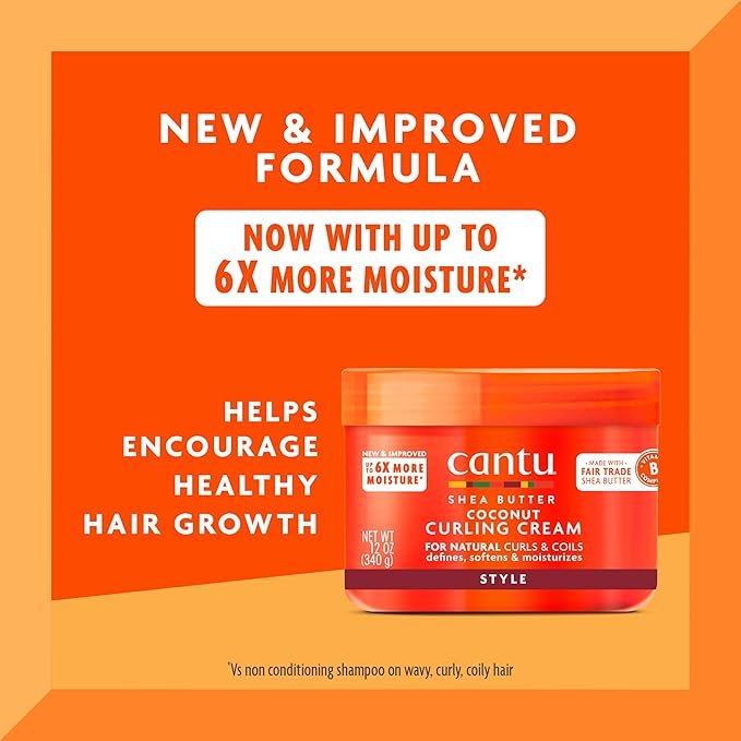 Cantu Coconut Curling Cream with Shea Butter for Natural Hair, 12 oz | for Natural Hair, 12 oz