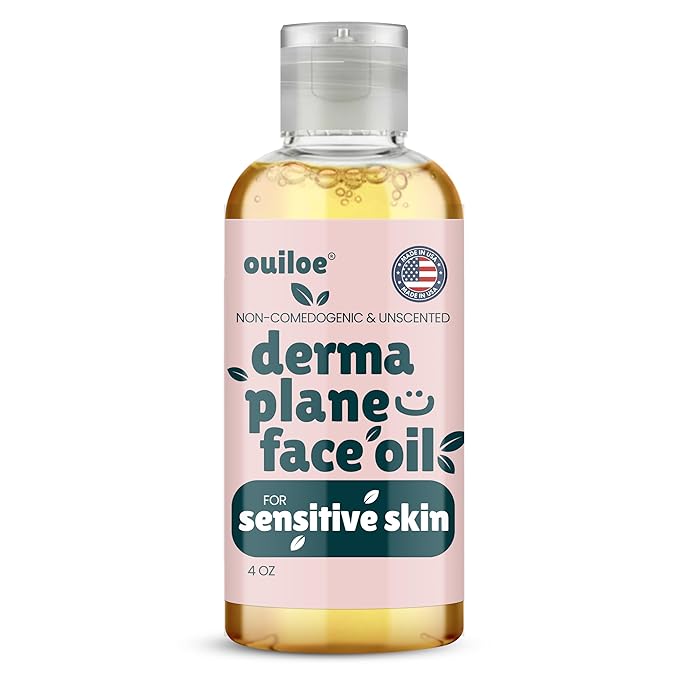 Dermaplane Oil for Sensitive Skin - Non Comedogenic Face Shaving Oil for Women - Unscented, Safe for Acne Prone Skin, Non Irritating & Non Greasy Face Oil for Dermaplaning Tool & Razors, 4oz by Ouiloe