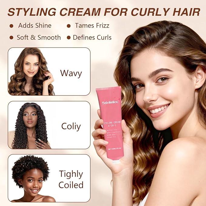 Seiolieliou 4-in-1 Hair Styling Cream Set, Hair Finishing Stick, Hair Wax Stick, Boar Bristle Brush & 3 Combs Set | All-in-One Professional Hair Styling Kit for Frizz Control, Shine & Hold