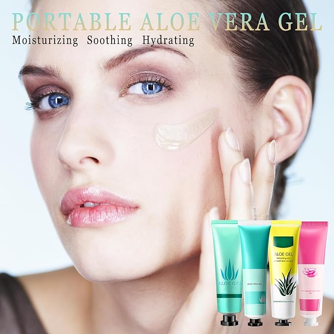 8PCS Organic Aloe Vera Gel for Face,Moisturizing After Sun Lotion,Refreshing Pure Aloe Vera Lotion,Hydrating Travel Size Aloe Vera Gel for Hair,Skin,Body,After Sun Care and After Wax Care