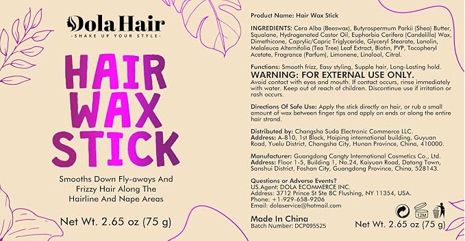 Dolahair Hair Wax Stick - Flyaway Control and Styling Pomade for Kids, Women, and Men - Slick Back Hair Bun Maker and Hair Accessorie for Teen Girls (1 Pack of Wax)