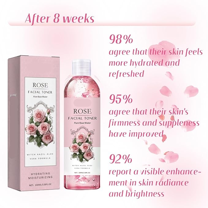 Rose Moisturizing Toner - Hydrating, Repairs Skin Barrier, Brightens Complexion, Non-Greasy, Suitable For All Skin Types(2PCS)