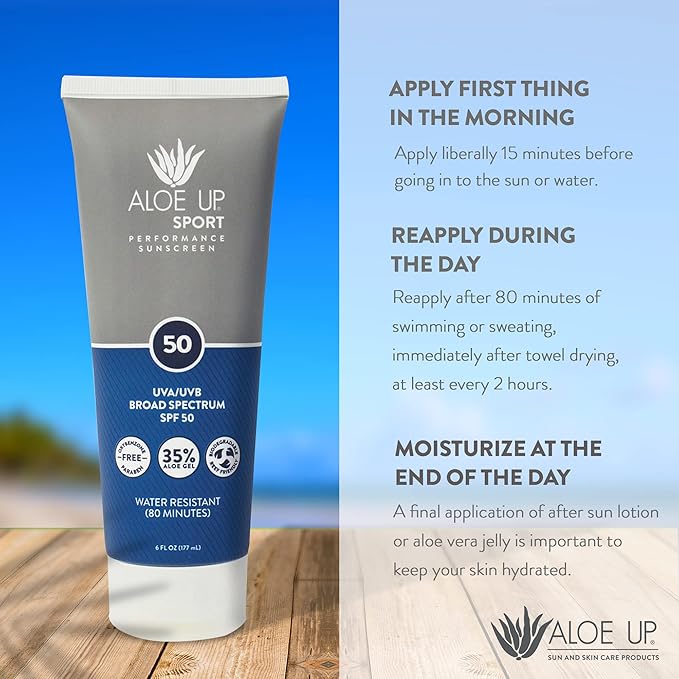 Aloe Up Mineral Sunscreen Lotion SPF 33, Mineral Sunscreen Spray SPF 50, Kids Mineral Sunscreen Lotion SPF 50, and Sport Sunscreen Lotion SPF 50 - Sunscreen Bundle - Reef Friendly - 4 Items
