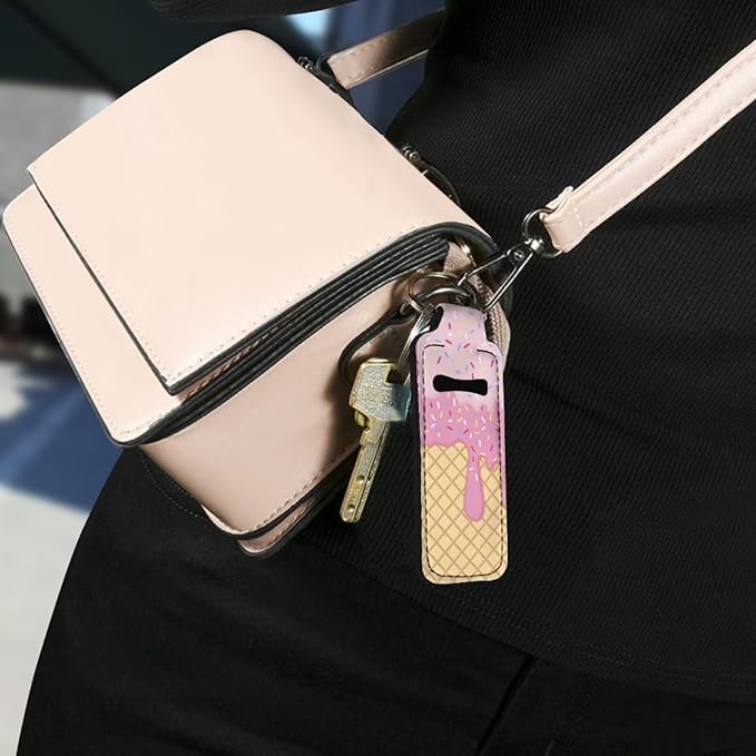 Lipstick Holder Keychain, Cute Keychains for Lip Balm Holder, Neoprene Lipstick Sleeve Pouch for Women Men Teens