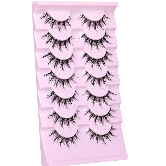 Manga Lashes Natural Look Anime Lashes Cosplay False Eyelashes with Clear Band 3D Wispy Eyelashes Asian Japanese Korean Style Manhua Lashes Look Like Individual Clusters Pack by EYDEVRO